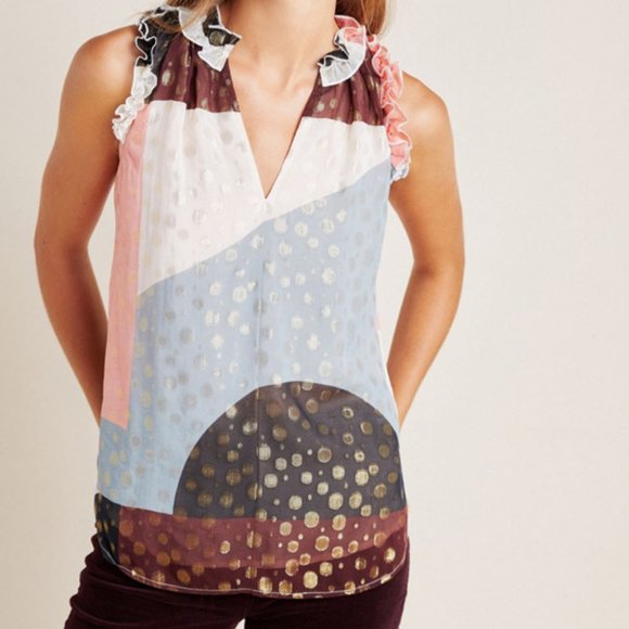 Maeve Fantasia Metallic Clip Dot Blouse - Picture 2 of 8